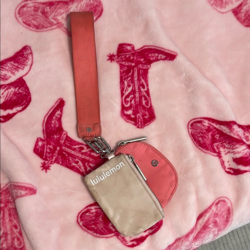 Lululemon Pink and Cream Wristlet